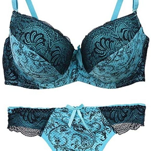 Swbreety Women's Comfortable Push Up Embroidery Lace Bra and Panty Set - Picture 7 of 7